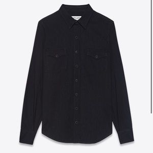 YSL western shirt in black rinse denim.